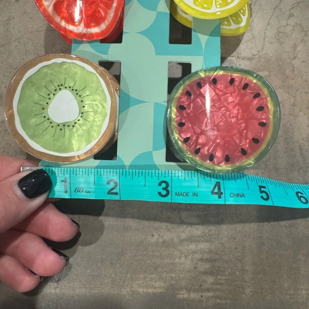 Piper K set of 4 Fruit-Themed Hair Clips- cute comfy pretty and practical 🍉 🍊🍋🥝